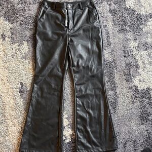 Faux Leather Flared Pants - Black Medium